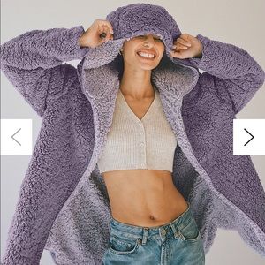UO Purple Hooded Teddy Jacket Size M/L